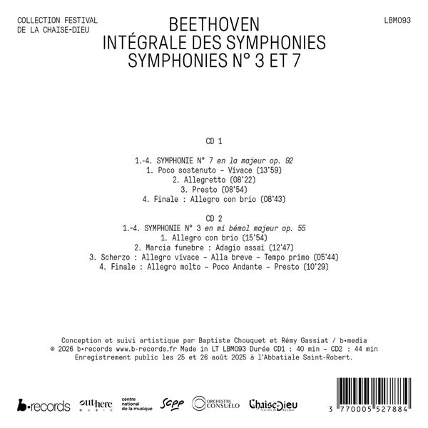 Symphonies Numéros 3 & 7 (Intégrale des symphonies, Volume 2) (Live) - Front Cover