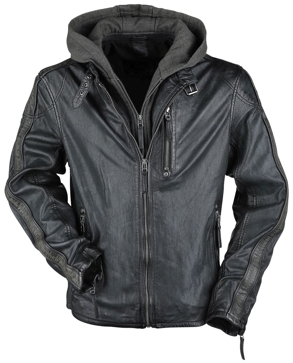 Veste en cuir  de Mauritius - Steep Slim Fit Lasanv - L à 4XL - pour Homme - anthracite/olive - Mauritius