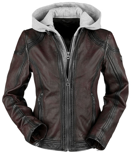 Veste en cuir  de Mauritius - Angy W18 LASANV - XS à 5XL - pour Femme - rouge foncé - Mauritius