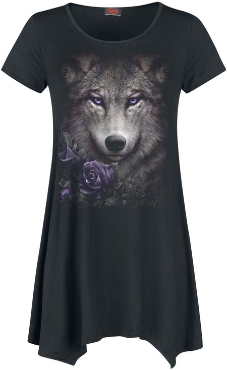 T-Shirt Manches courtes Gothic de Spiral - Wolf Roses - M à XL - pour Femme - noir - Spiral
