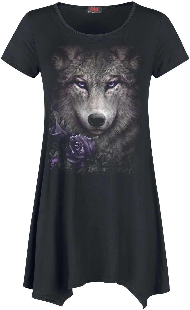 T-Shirt Manches courtes Gothic de Spiral - Wolf Roses - S à XXL - pour Femme - noir - Spiral