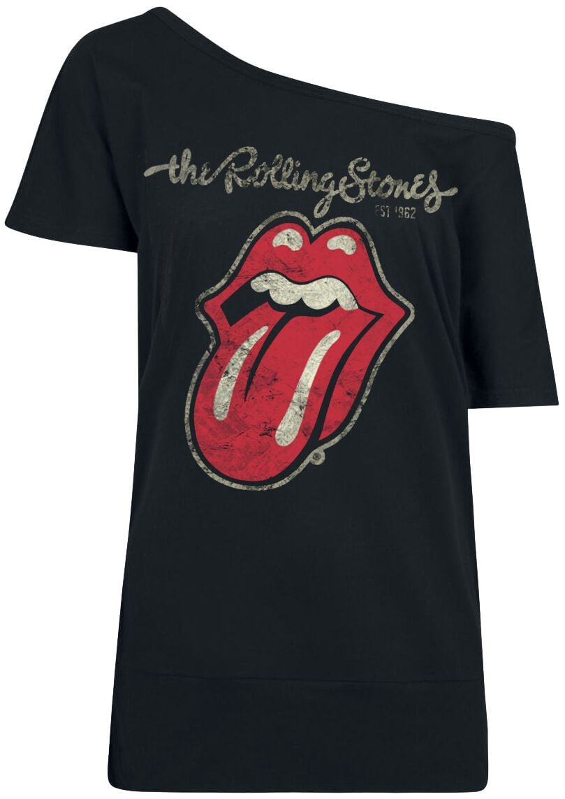 T-Shirt Manches courtes  de The Rolling Stones - Langue Usée - S à 5XL - pour Femme - noir - The Rolling Stones
