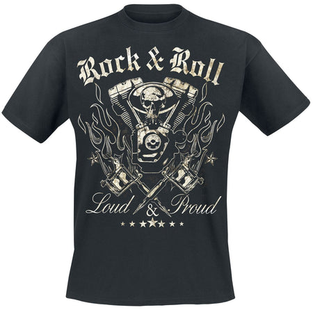 T-Shirt Manches courtes Rockabilly de Loud and Proud - M à XXL - pour Homme - noir - Loud and Proud