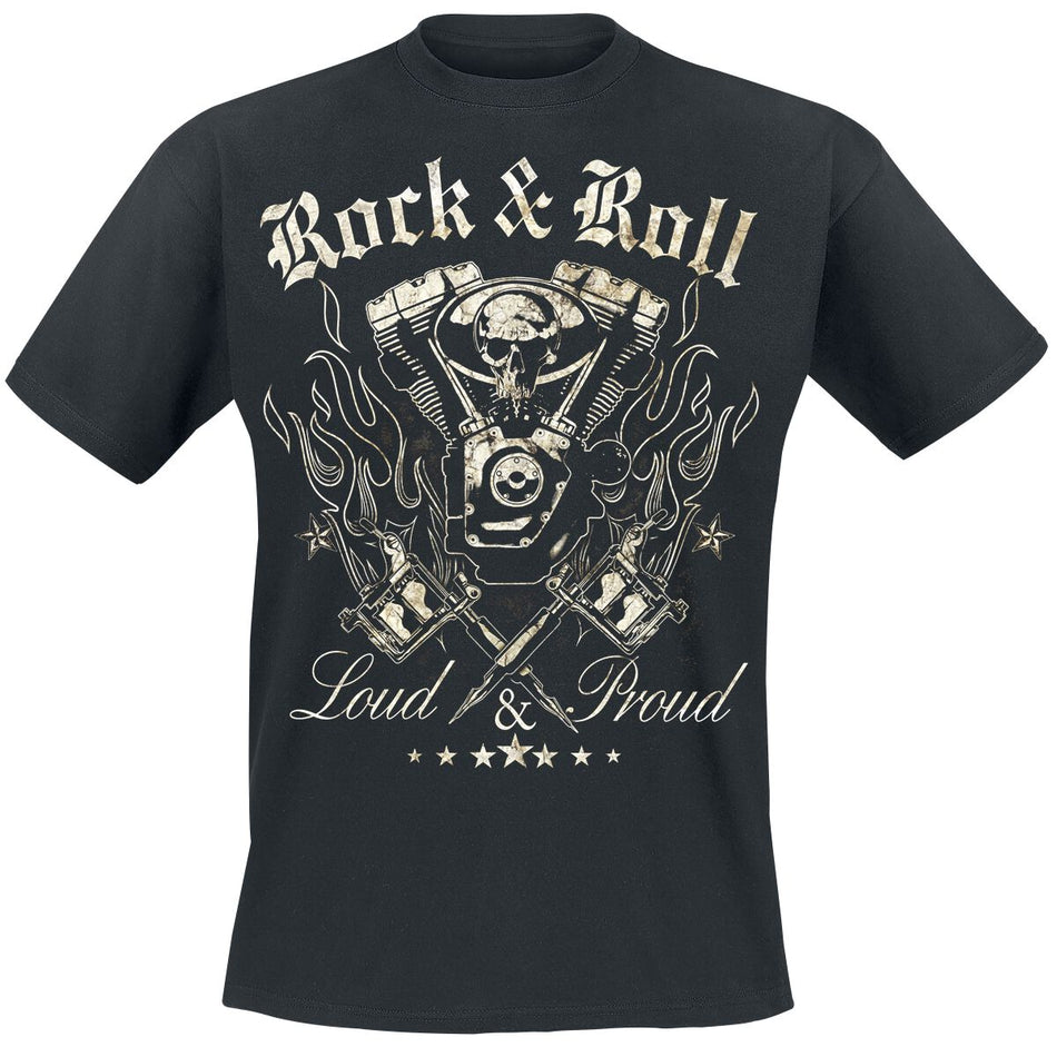 T-Shirt Manches courtes Rockabilly de Loud and Proud - M à XXL - pour Homme - noir - Loud and Proud