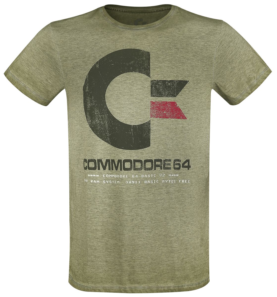 T-Shirt Manches courtes Gaming de Commodore 64 - C64 Logo - Vintage - M à XXL - pour Homme - vert chiné - Commodore 64