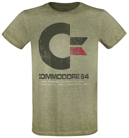 T-Shirt Manches courtes Gaming de Commodore 64 - C64 Logo - Vintage - S à XXL - pour Homme - vert chiné - Commodore 64