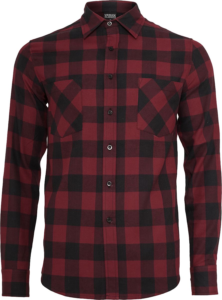 Chemise en flanelle  de Urban Classics - Chemise À Carreaux En Flannelle - S à 4XL - pour Homme - noir/bourgogne - Urban Classics