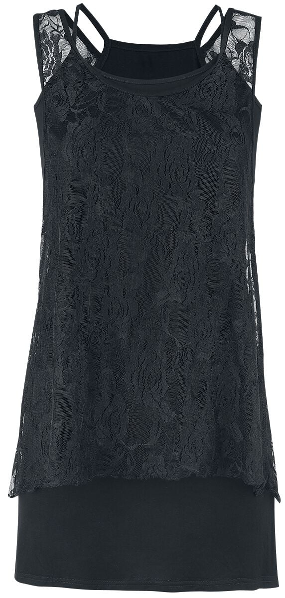 Top Gothic de Forplay - Débardeur 2 en 1 Agrémenté De Dentelle - S à XXL - pour Femme - noir - Forplay