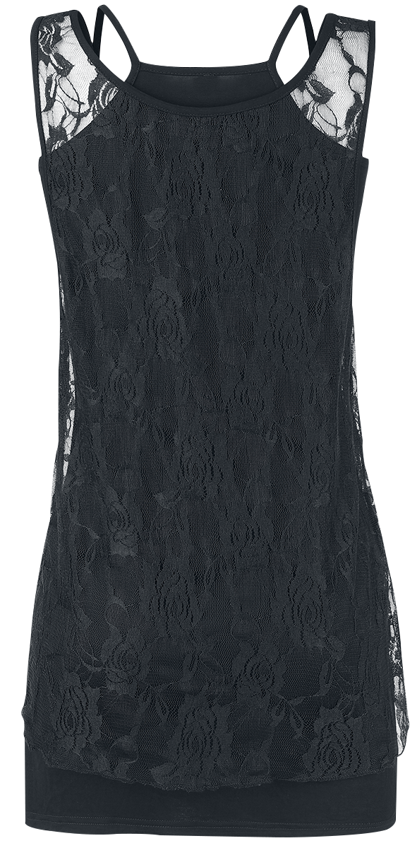 Top Gothic de Forplay - Débardeur 2 en 1 Agrémenté De Dentelle - S à XXL - pour Femme - noir - Forplay - View 2