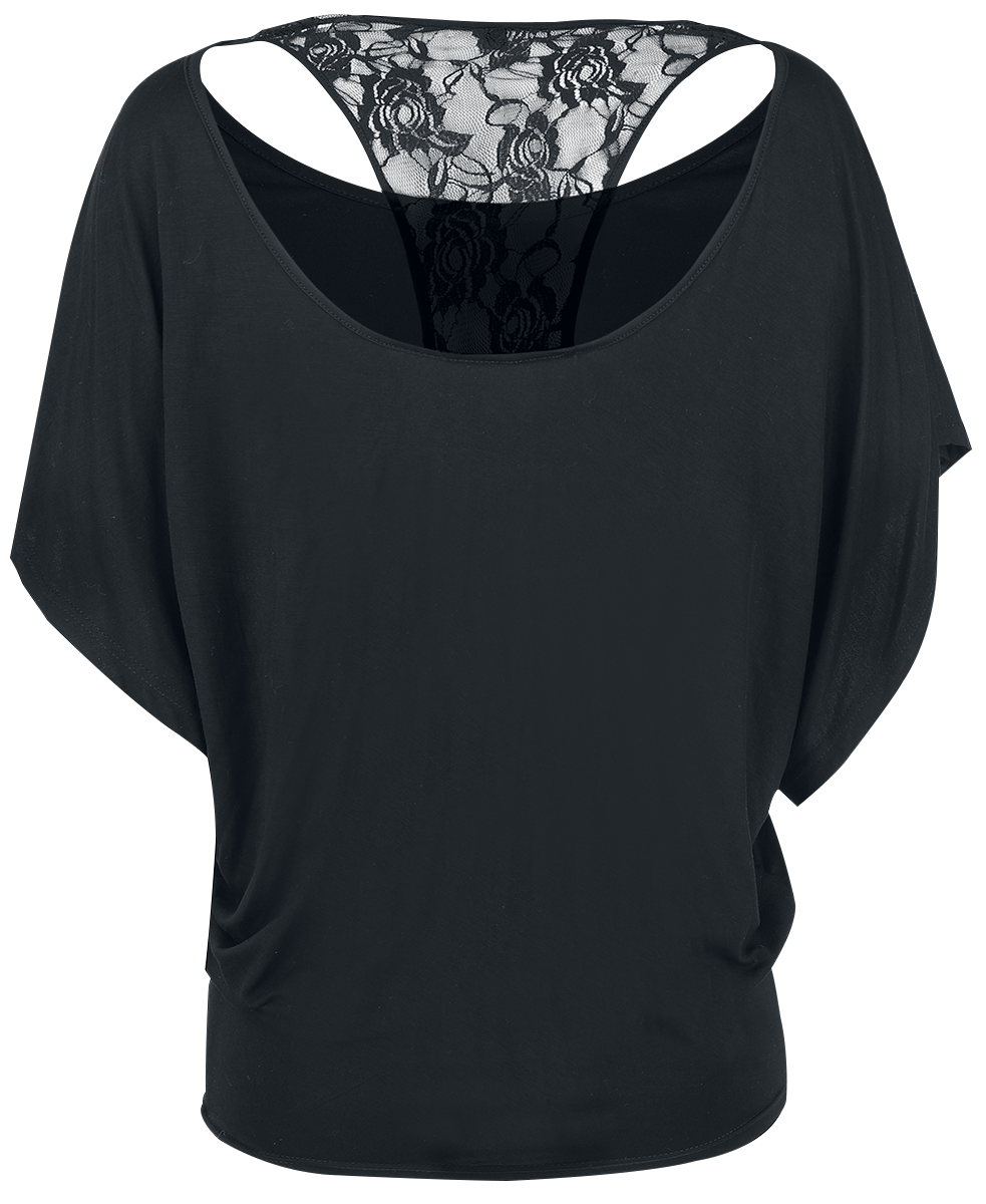 T-Shirt Manches courtes Gothic de Gothicana by EMP - Haut Dos Dentelle Manches Chauve-Souris - S à 5XL - pour Femme - noir - Gothicana by EMP - View 2