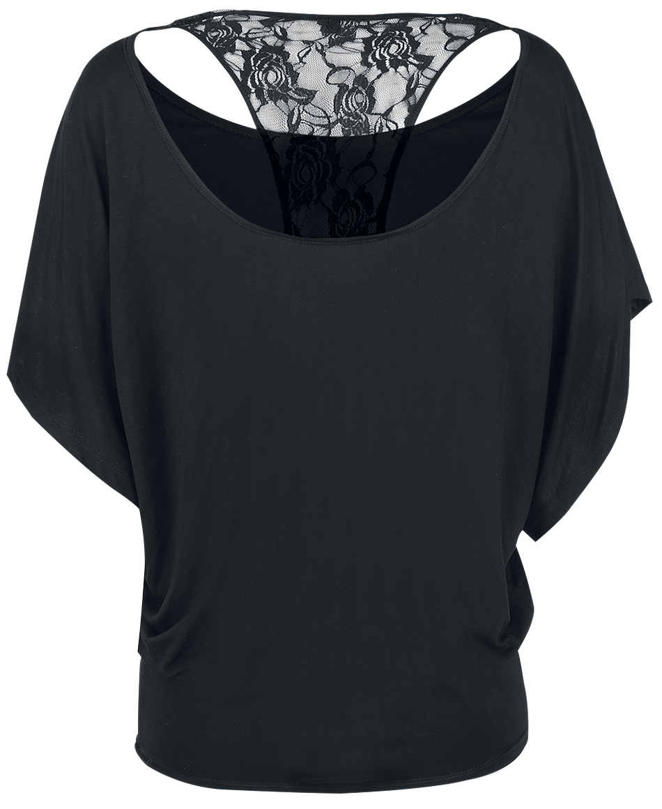 T-Shirt Manches courtes Gothic de Gothicana by EMP - Haut Dos Dentelle Manches Chauve-Souris - S à 5XL - pour Femme - noir - Gothicana by EMP - View 2