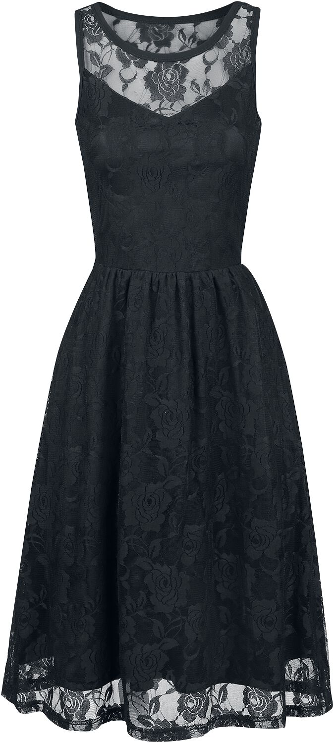 Robe mi-longue Gothic de Gothicana by EMP - Robe Sans Manches Dentelle - S à 5XL - pour Femme - noir - Gothicana by EMP