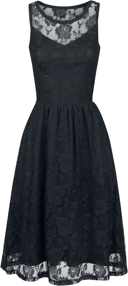 Robe mi-longue Gothic de Gothicana by EMP - Robe Sans Manches Dentelle - S à 5XL - pour Femme - noir - Gothicana by EMP