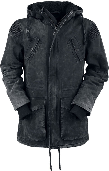 Veste d'hiver  de Rock Rebel by EMP - Parka De Style Vintage Avec Capuche En Tissu Éponge - M à XXL - pour Homme - gris - Rock Rebel by EMP