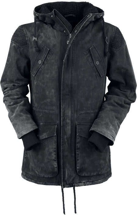 Manteau d'hiver  de Rock Rebel by EMP - Parka De Style Vintage Avec Capuche En Tissu Éponge - S à XXL - pour Homme - gris - Rock Rebel by EMP