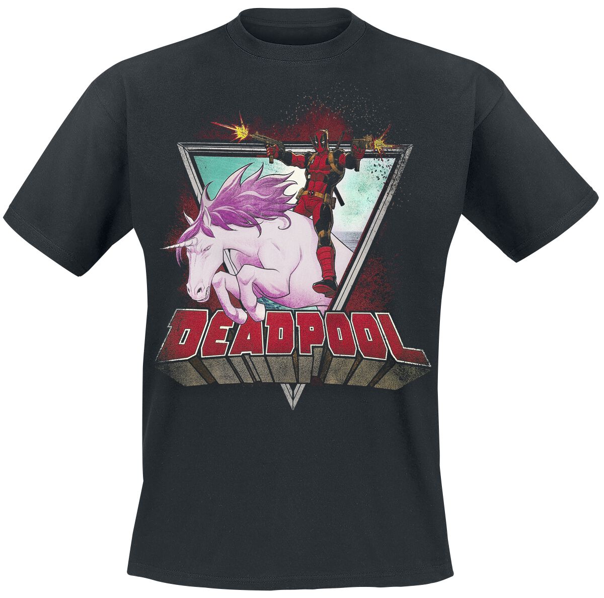 T-Shirt Manches courtes  de Deadpool - Licorne - S à 5XL - pour Homme - noir - Deadpool