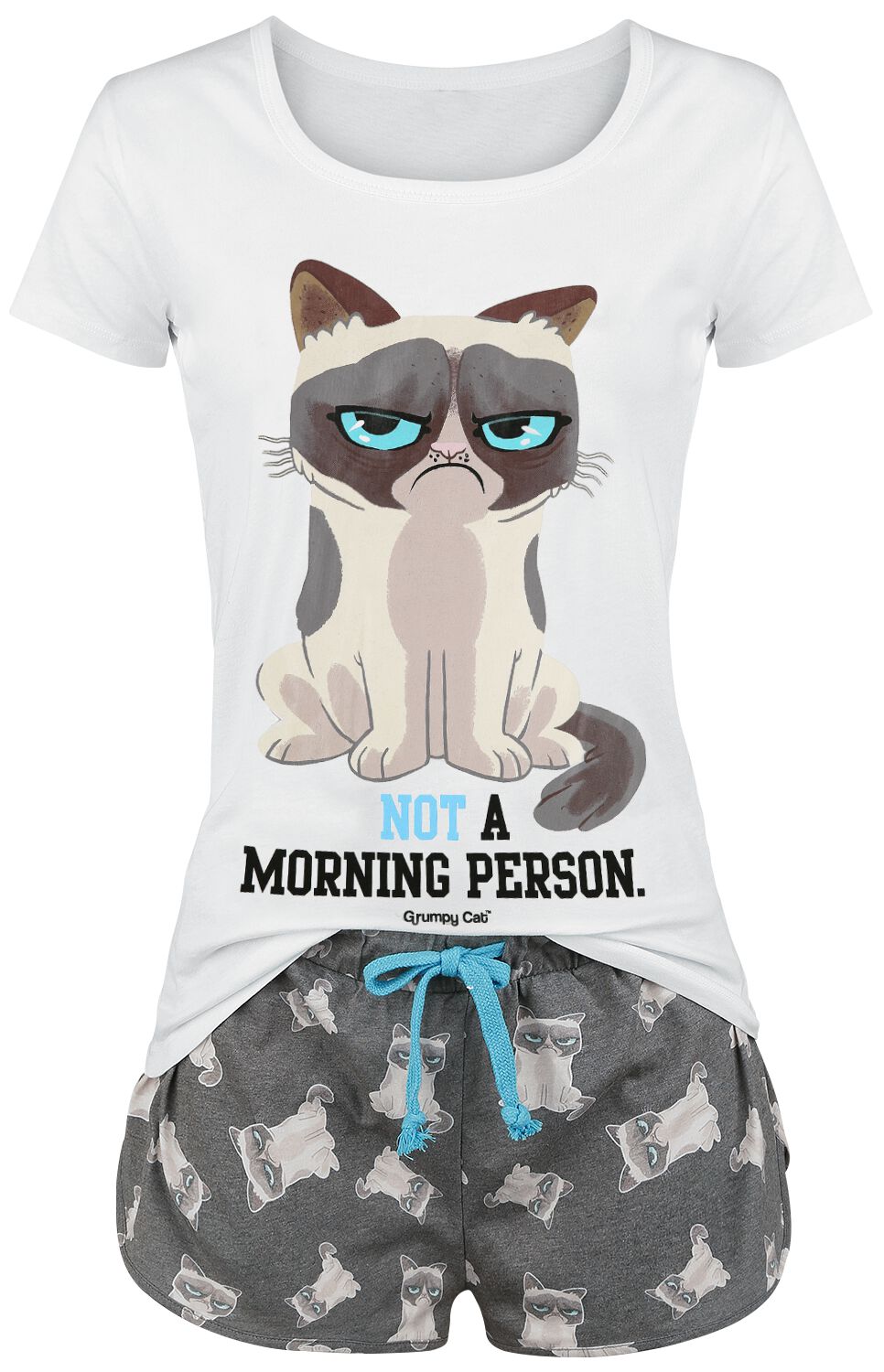 Pyjama  de Grumpy Cat - Not A Morning Person! - M à 3XL - pour Femme - gris/blanc - Grumpy Cat