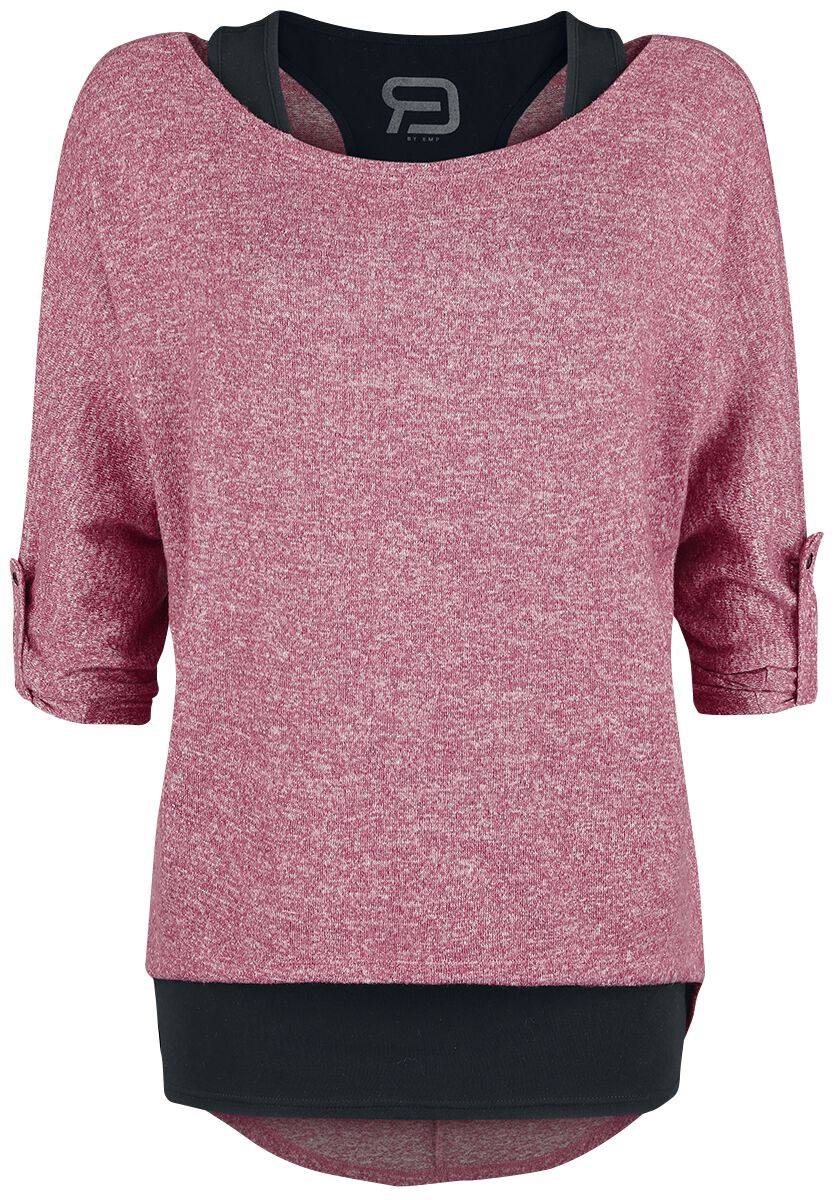 T-shirt manches longues  de RED by EMP - Cuddly Loose - S à 3XL - pour Femme - bordeaux/noir - RED by EMP