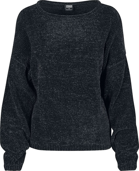 Sweat-shirt  de Urban Classics - Sweat Oversize En Chenille - XS à 4XL - pour Femme - noir - Urban Classics