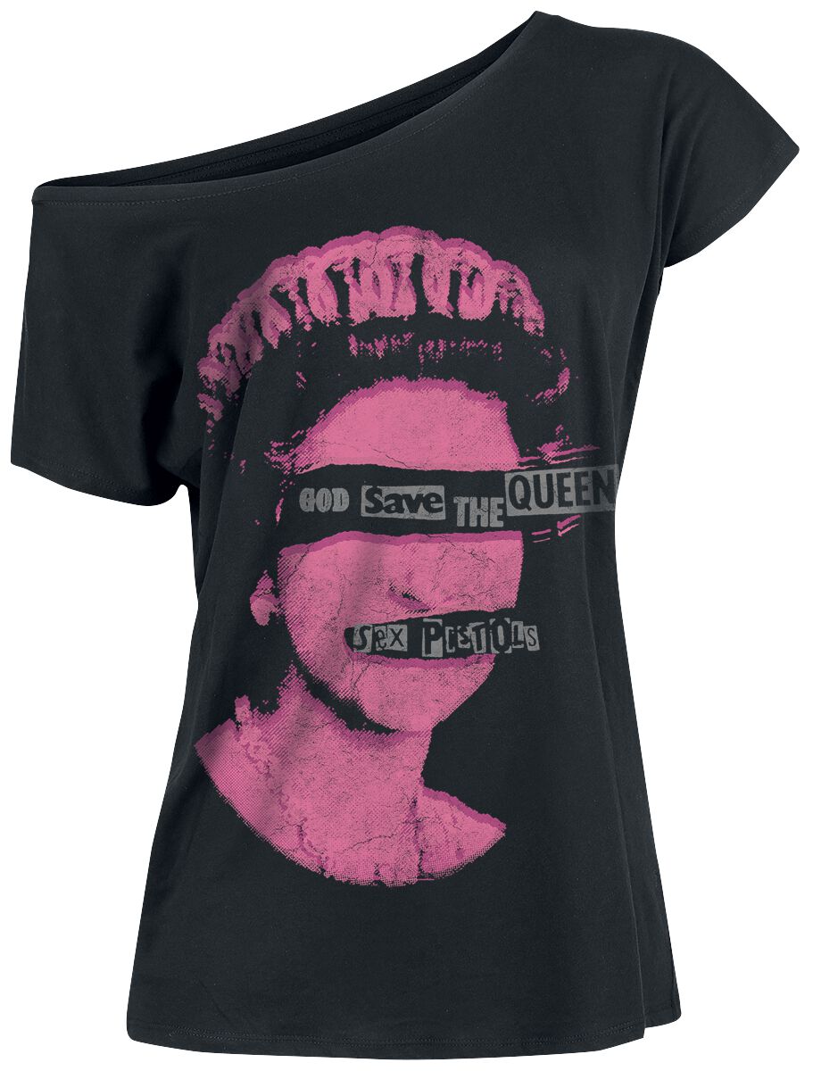T-Shirt Manches courtes  de Sex Pistols - God Save The Queen - M à XL - pour Femme - noir - Sex Pistols
