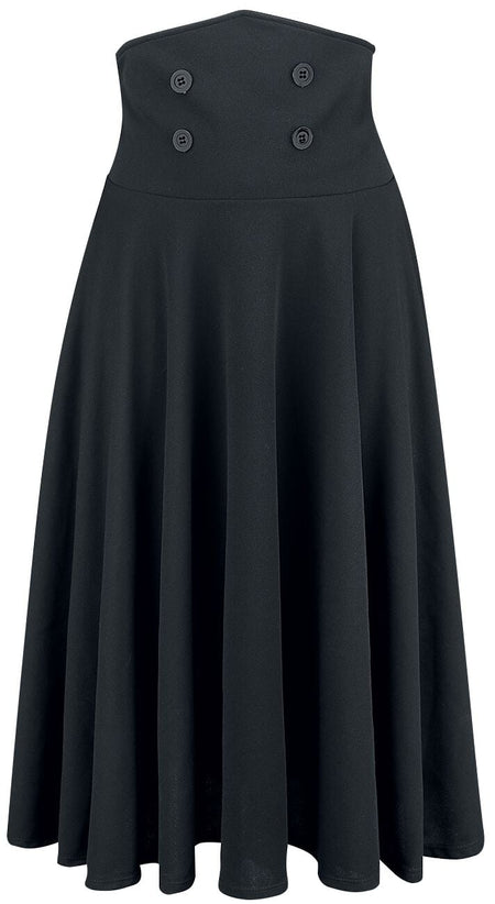Jupe mi-longue Rockabilly de Belsira - Jupe Ample - XS à 3XL - pour Femme - noir - Belsira