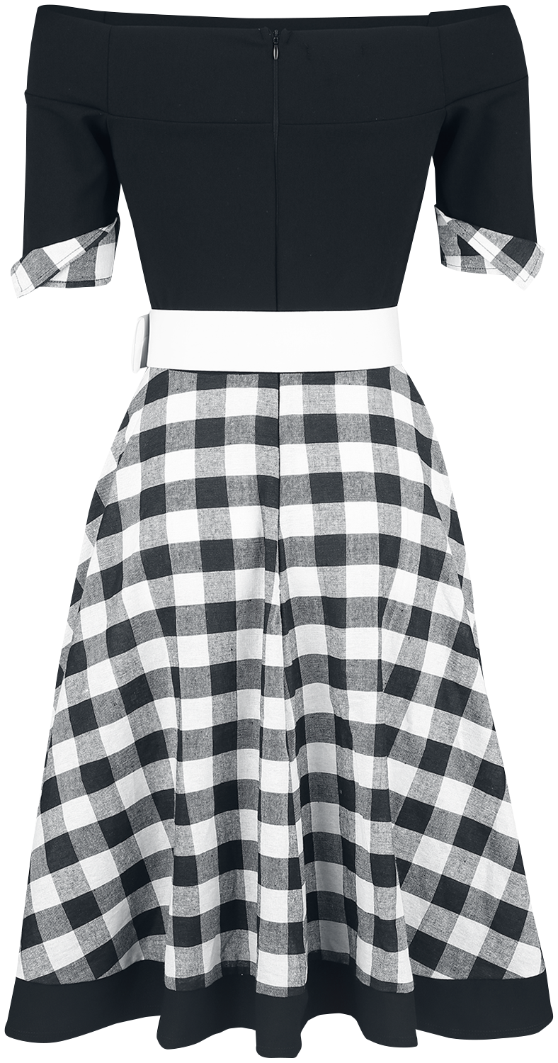 Robe mi-longue Rockabilly de Belsira - Robe Patineuse Avec Épaules Dénudées - M à 3XL - pour Femme - noir/blanc - Belsira - View 2