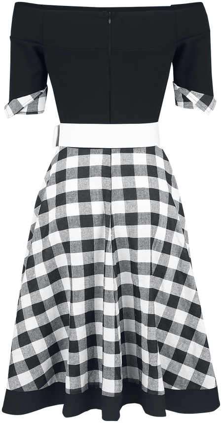 Robe mi-longue Rockabilly de Belsira - Robe Patineuse Avec Épaules Dénudées - M à 3XL - pour Femme - noir/blanc - Belsira - View 2
