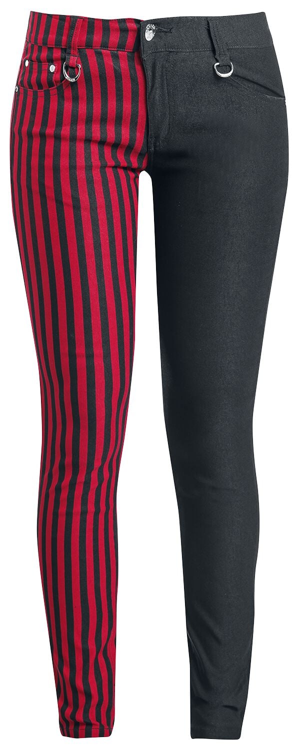 Pantalon en toile Gothic de Banned Alternative - Pantalon Punk - W26L32 à W34L34 - pour Femme - noir/rouge - Banned Alternative