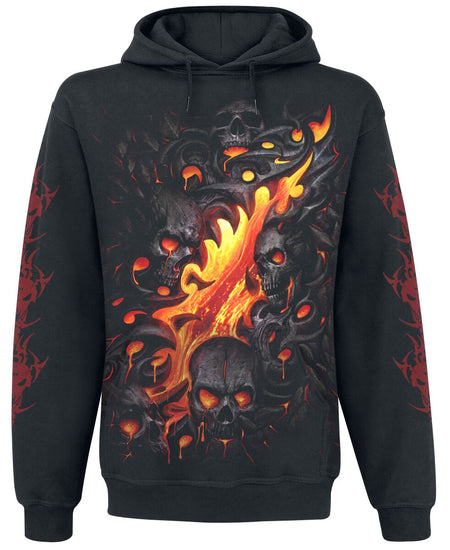 Sweat-shirt à capuche Gothic de Spiral - Skull Lava - S à XXL - pour Homme - noir - Spiral