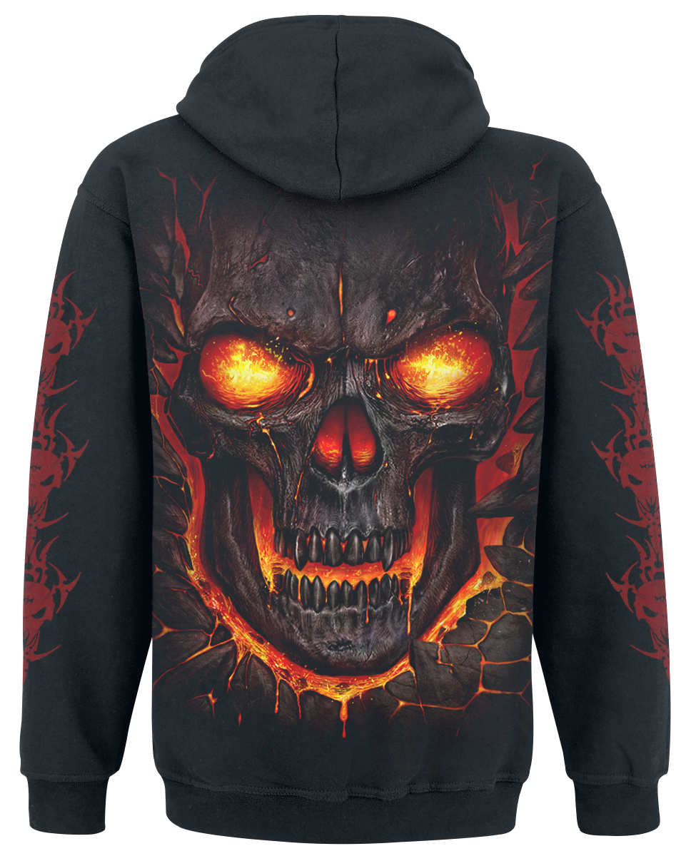 Sweat-shirt à capuche Gothic de Spiral - Skull Lava - S à XXL - pour Homme - noir - Spiral - View 2