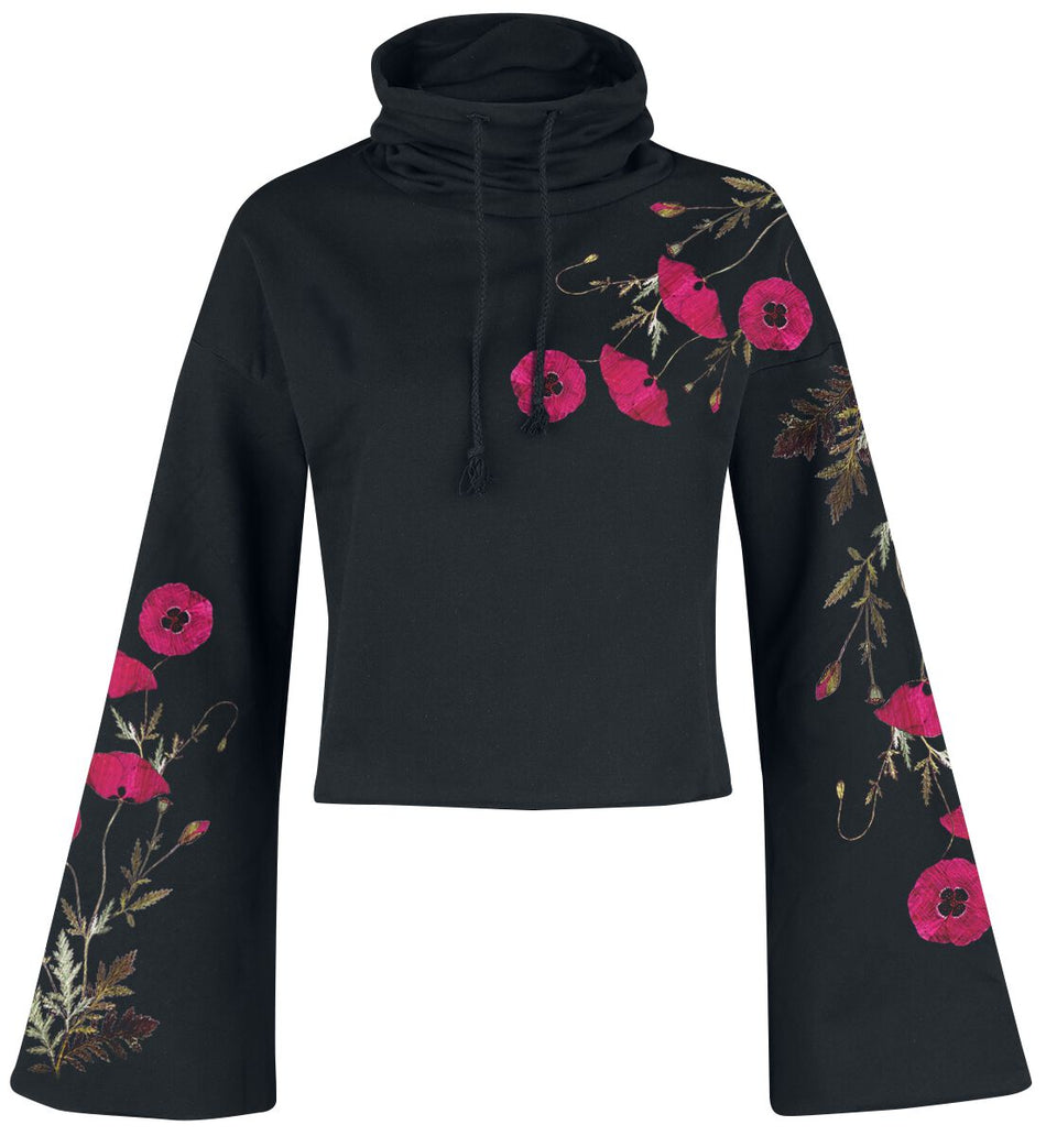 Sweat-shirt à capuche Rockabilly de Outer Vision - Gallow Poppy - S à XXL - pour Femme - noir - Outer Vision