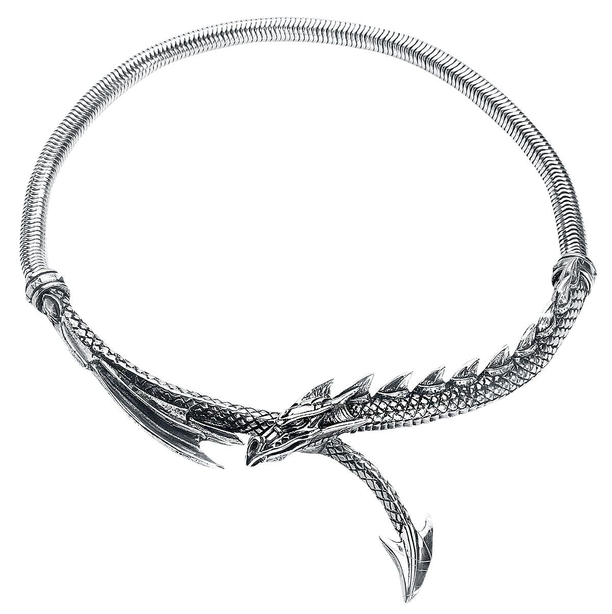 Collier Gothic de Alchemy Gothic - Collier Dragons Lure - pour Femme - couleur argent - Alchemy Gothic