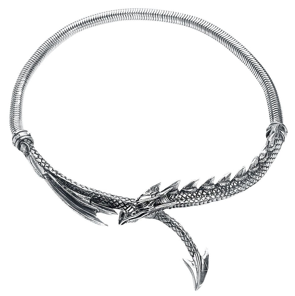 Collier Gothic de Alchemy Gothic - Collier Dragons Lure - pour Femme - couleur argent - Alchemy Gothic