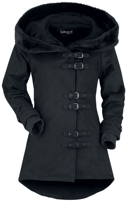 Manteau d'hiver Gothic de Gothicana by EMP - Across The Night - S à XXL - pour Femme - noir - Gothicana by EMP