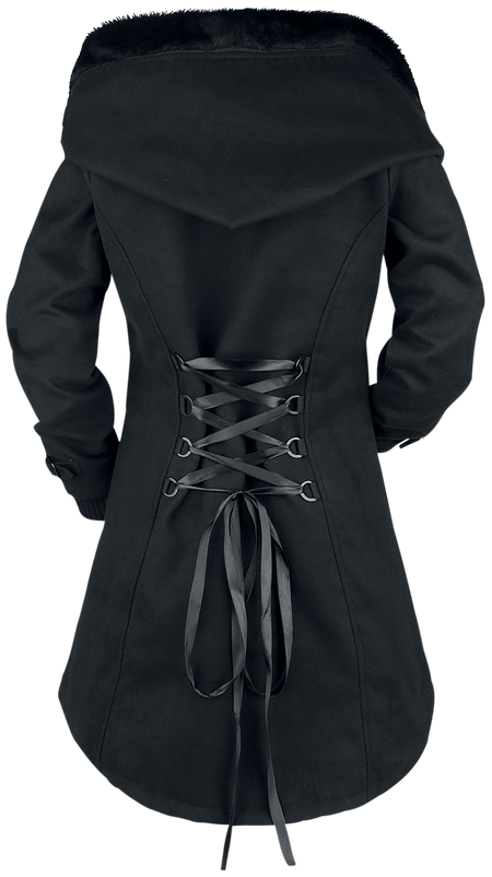 Manteau d'hiver Gothic de Gothicana by EMP - Across The Night - S à XXL - pour Femme - noir - Gothicana by EMP - View 2
