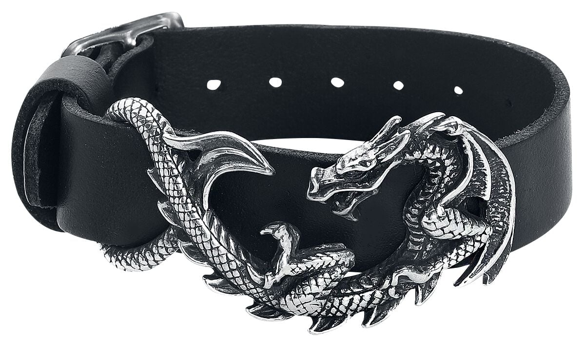 Bracelet en cuir Gothic de Alchemy Gothic - Bracelet En Cuir Maelstrom - pour Unisexe - noir/argent - Alchemy Gothic