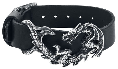 Bracelet en cuir Gothic de Alchemy Gothic - Bracelet En Cuir Maelstrom - pour Unisexe - noir/argent - Alchemy Gothic