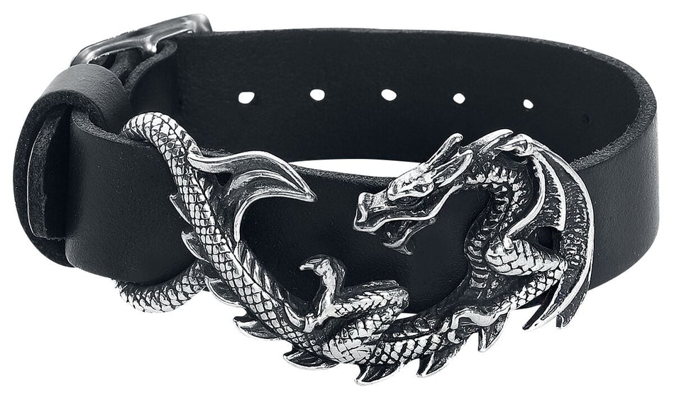 Bracelet en cuir Gothic de Alchemy Gothic - Bracelet En Cuir Maelstrom - pour Unisexe - noir/argent - Alchemy Gothic