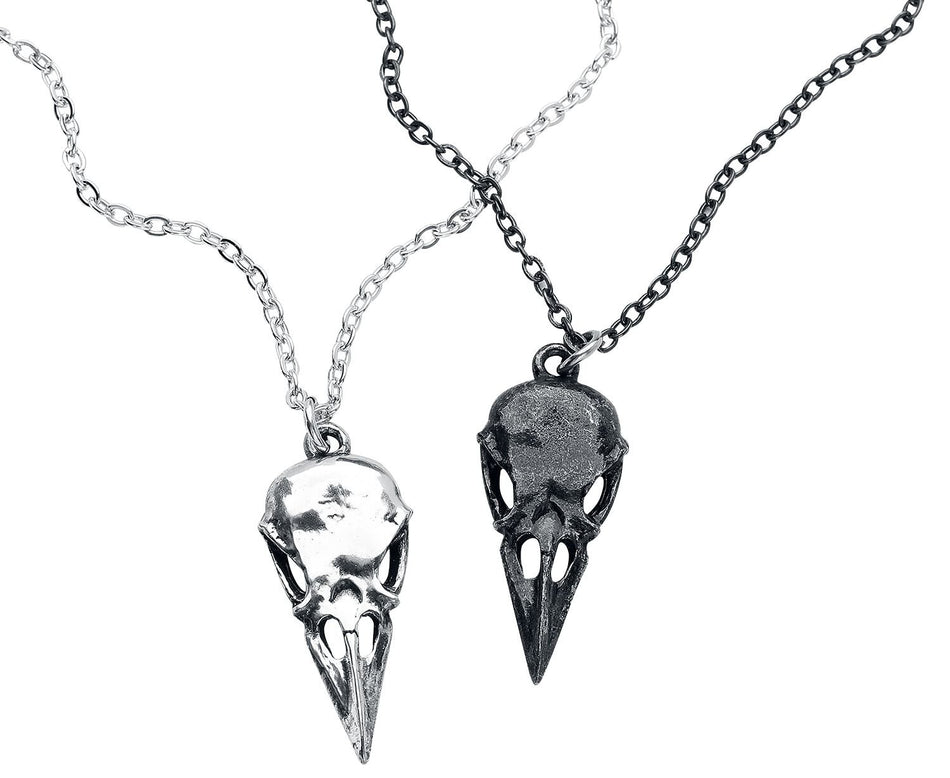 Collier Gothic de Alchemy Gothic - Collier Cœur Crâne - pour Femme - noir/argent - Alchemy Gothic