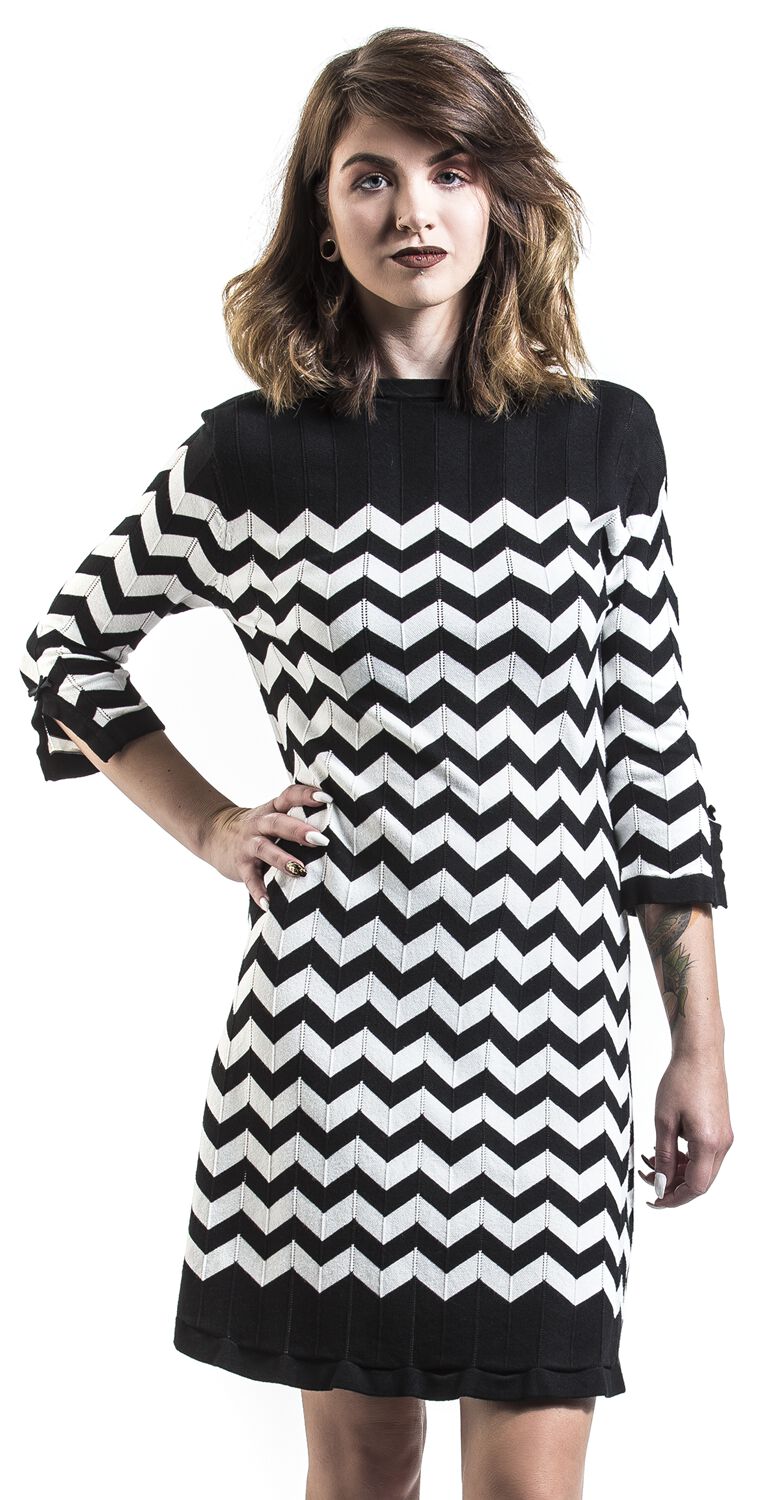 Robe courte Rockabilly de Dancing Days - Robe Vanilla - S à 4XL - pour Femme - noir/blanc - Dancing Days