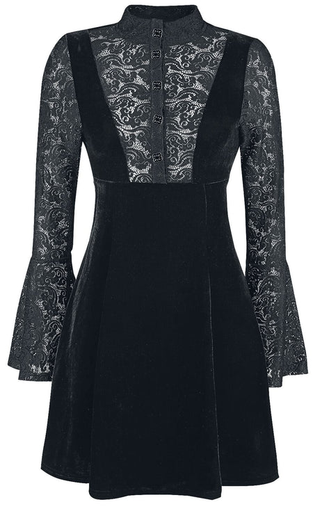 Robe courte Rockabilly de Banned Alternative - Velours & Dentelle - XS à 4XL - pour Femme - noir - Banned Alternative