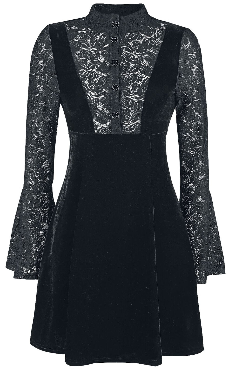 Robe courte Rockabilly de Banned Alternative - Velours & Dentelle - XS à 4XL - pour Femme - noir - Banned Alternative
