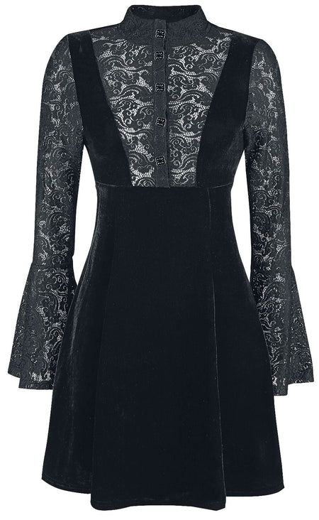 Robe courte Rockabilly de Banned Alternative - Velours & Dentelle - XS à 4XL - pour Femme - noir - Banned Alternative