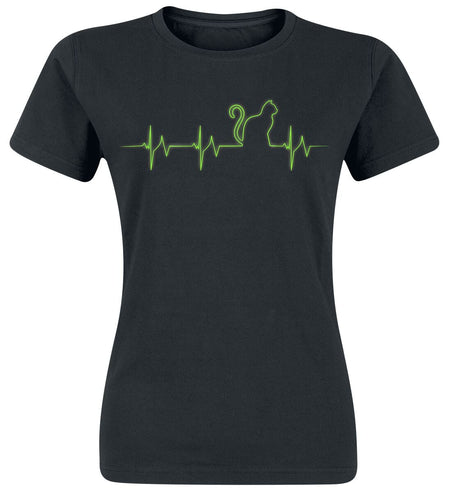T-Shirt Manches courtes Fun de Tierisch - Katzogramm - S à XL - pour Femme - noir - Tierisch