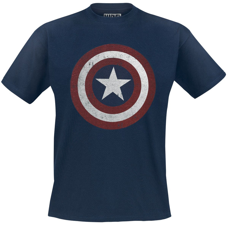 T-Shirt Manches courtes  de Captain America - Logo Bouclier - M à XXL - pour Homme - marine - Captain America