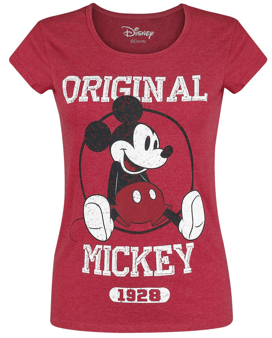 T-Shirt Manches courtes Disney de Mickey & Minnie Mouse - Original - S à XL - pour Femme - rouge chiné - Mickey & Minnie Mouse