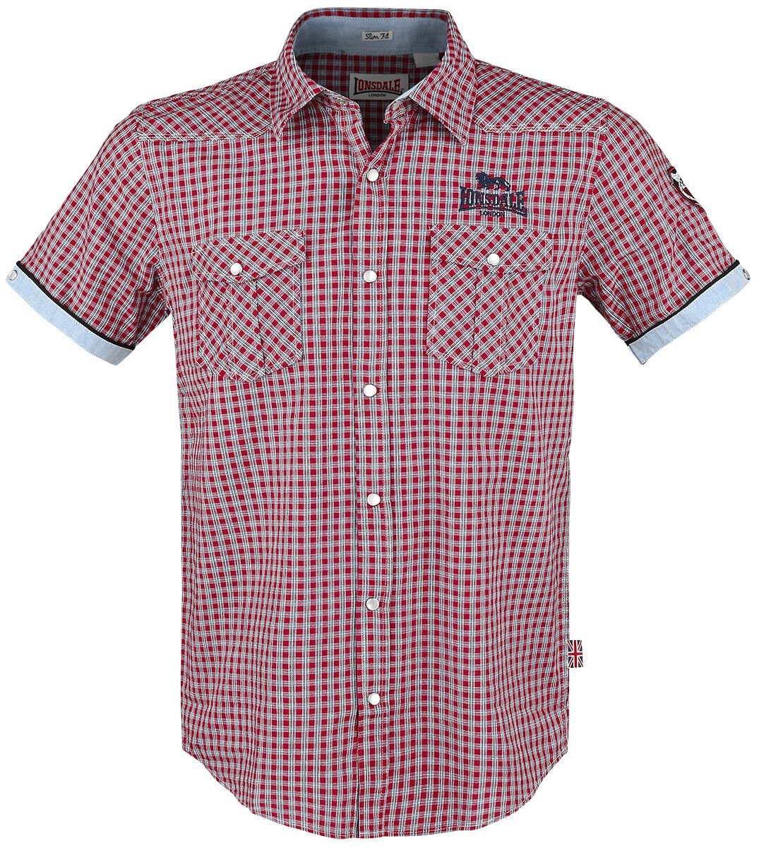 Chemise manches courtes  de Lonsdale London - Berny - S à 3XL - pour Homme - rouge - Lonsdale London