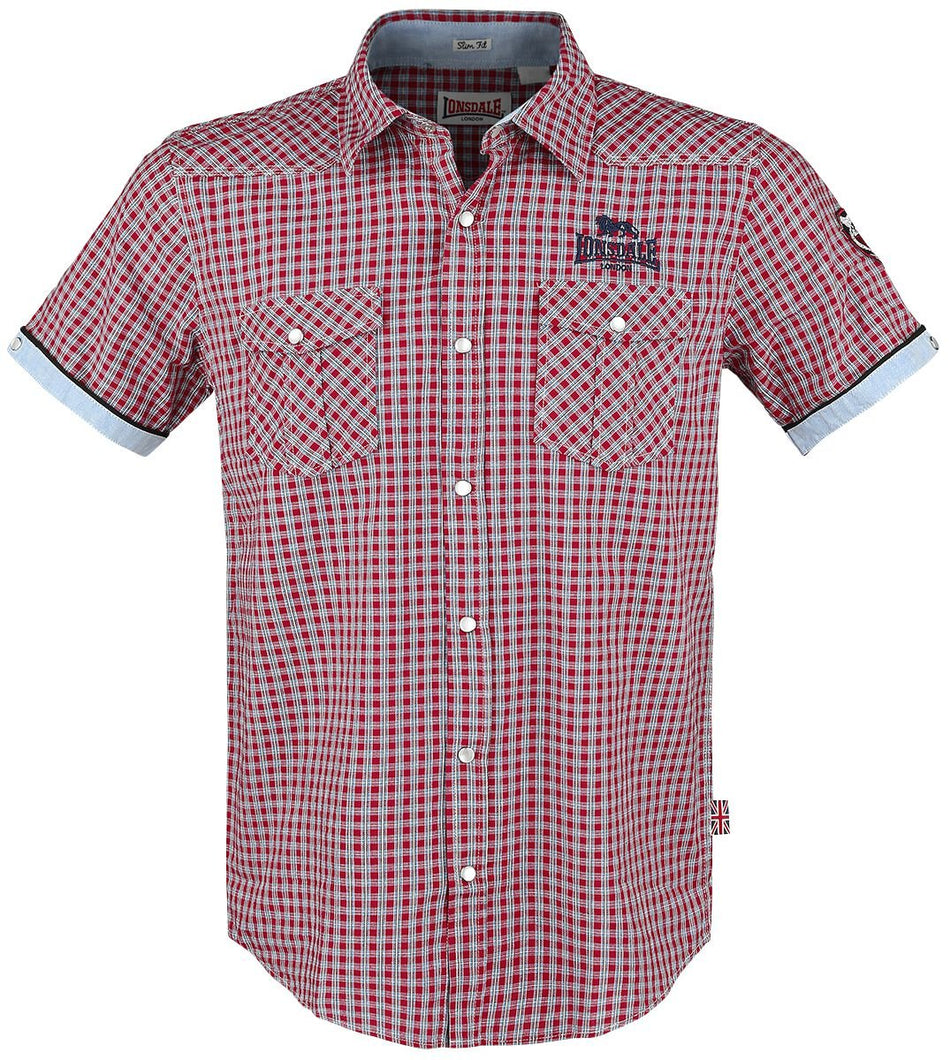 Chemise manches courtes  de Lonsdale London - Berny - S à 3XL - pour Homme - rouge - Lonsdale London