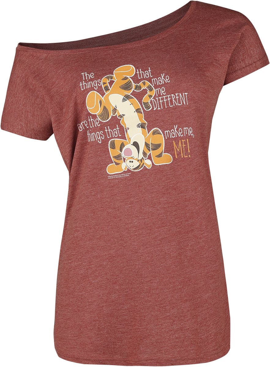 T-Shirt Manches courtes Disney de Winnie L'Ourson - Tigrou - Different - S à 5XL - pour Femme - rouge chiné - Winnie L'Ourson