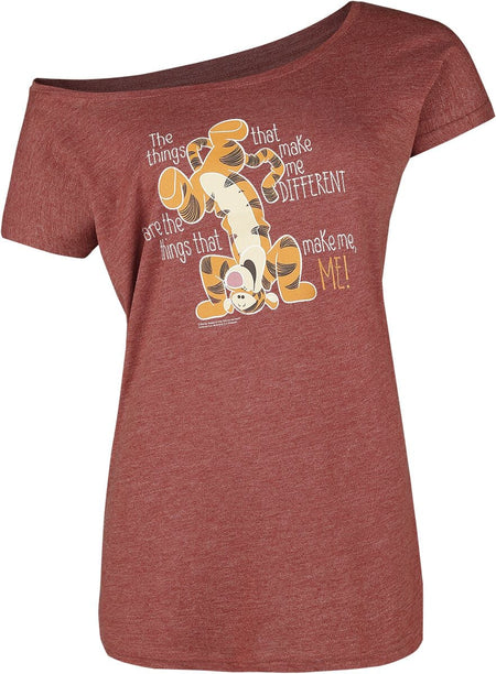 T-Shirt Manches courtes Disney de Winnie L'Ourson - Tigrou - Different - S à 5XL - pour Femme - rouge chiné - Winnie L'Ourson